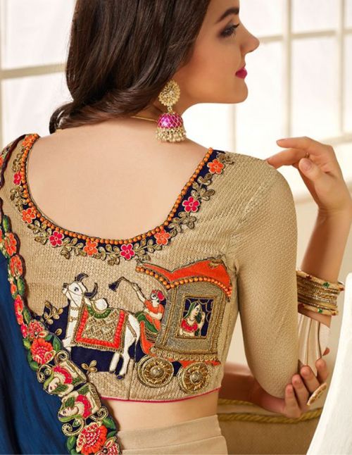 Floral Embroidered Back Blouse Design 