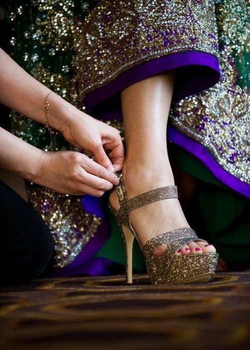 Golden Pencil Heels