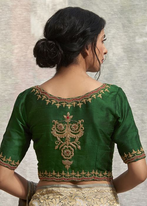 Green Raw Silk Blouse