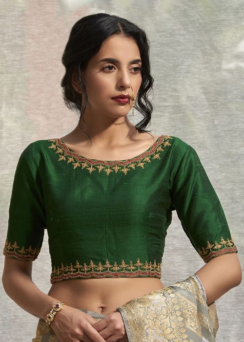 Green Raw Silk Blouse