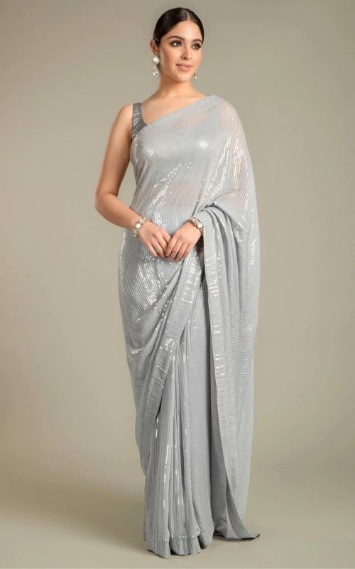 Grey Shimmer Saree