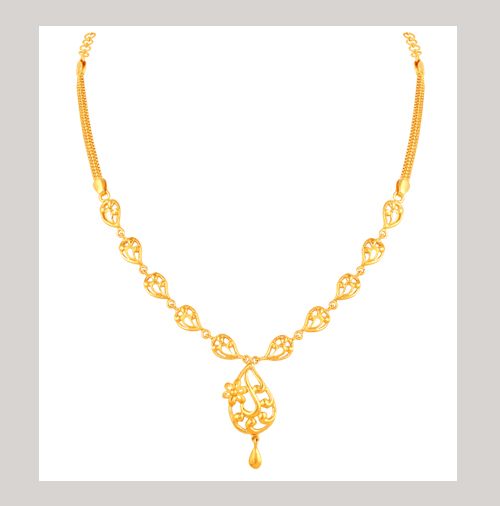 Paisley Shape Gold Necklace