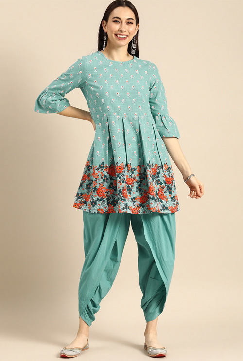 Turquoise Dhoti Salwar Suit Design