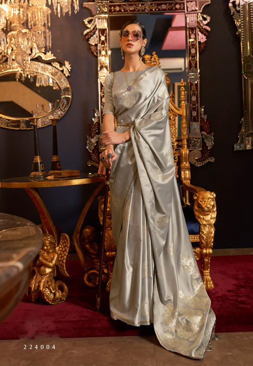 Zari Work Satin Saree
