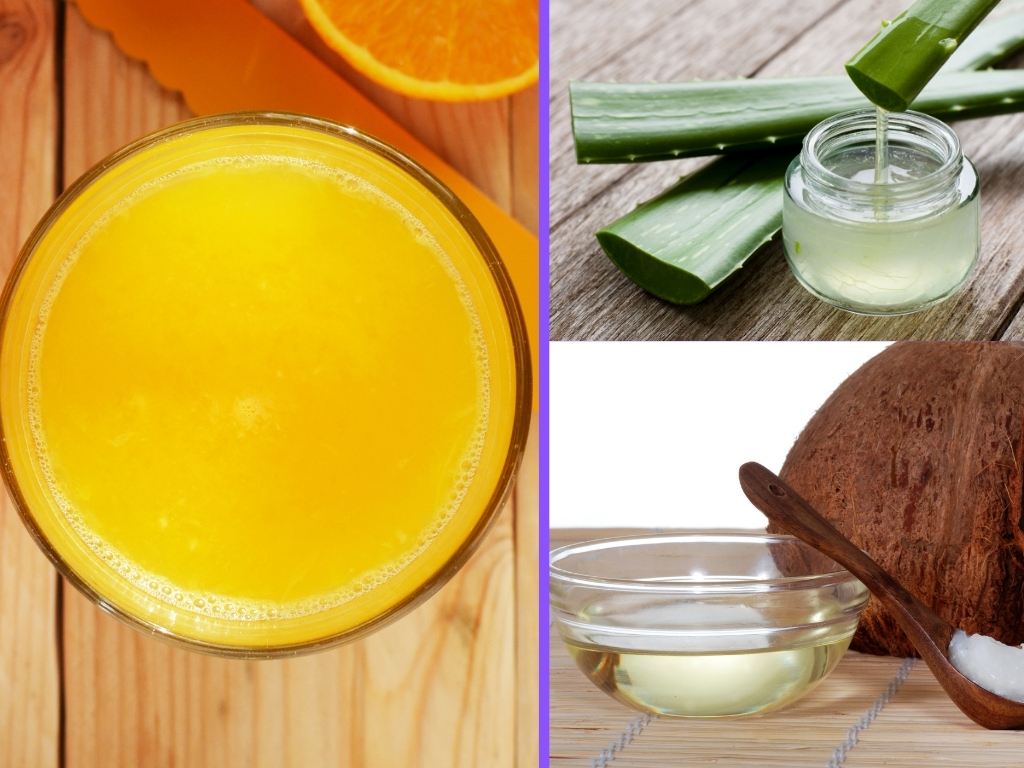 orange juice aloevera gel coconut oil