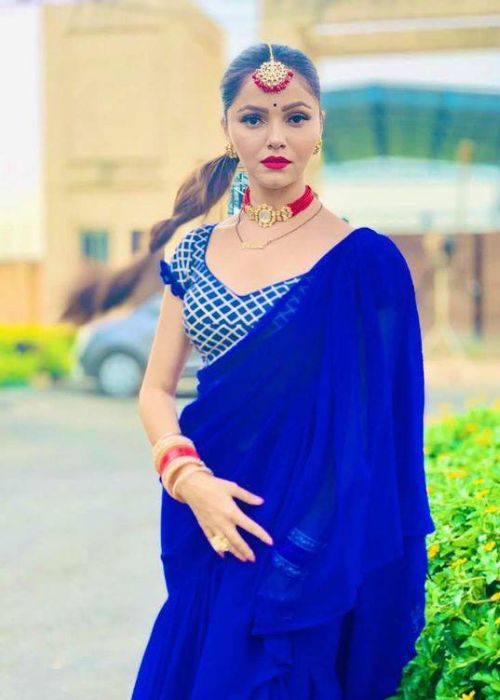 1 Blue Saree With Beautiful Blouse