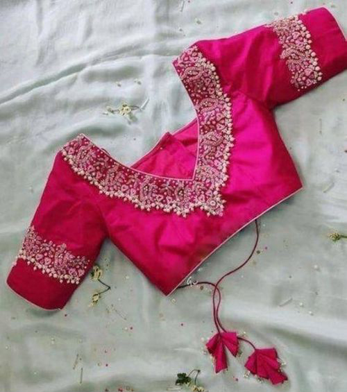 1 Pink Kundan Bead Work Blouse