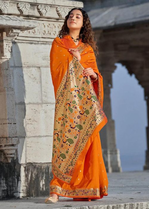 10 Banarasi Silk Orange Saree