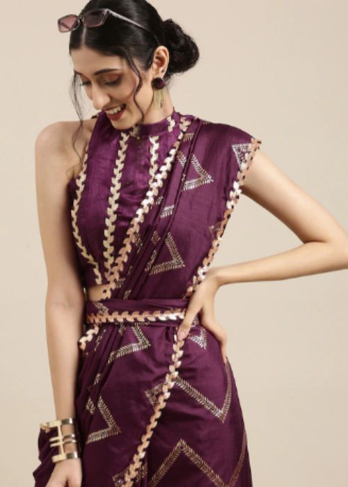 10 Burgundy Gota Work Saree