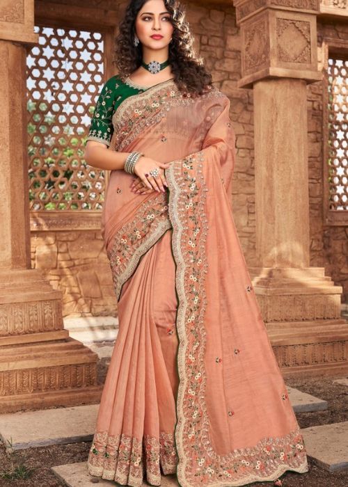 10 Peach Saree