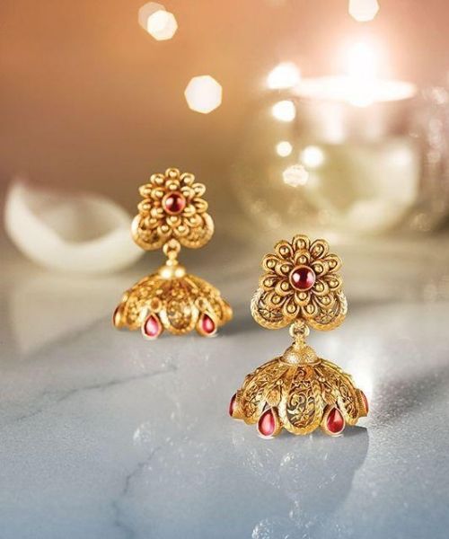 10 Rubi Stud Gold Jhumka