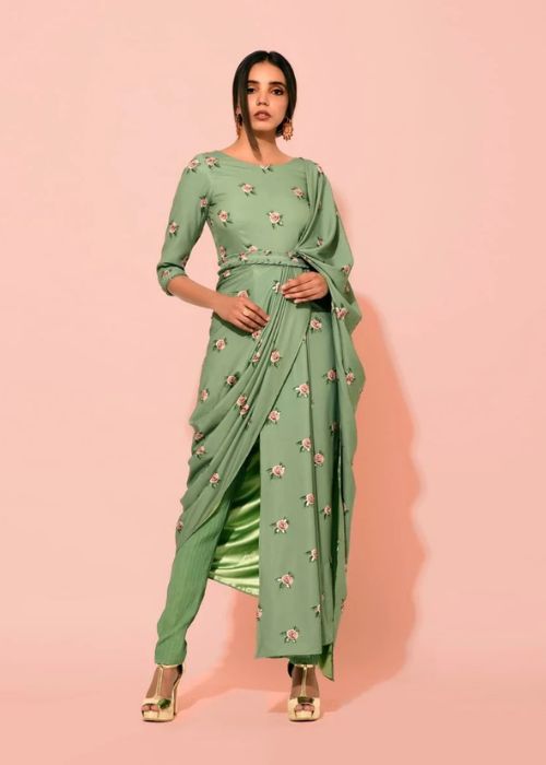11 Green Saree Style Dress