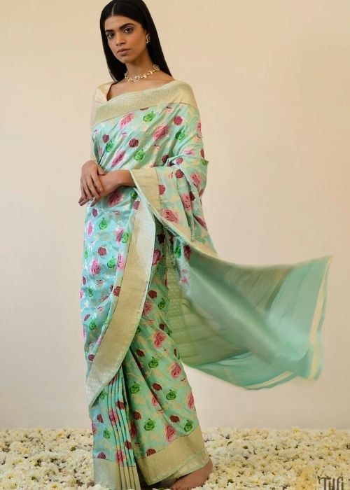 11 Light Blue Handloom Silk Saree