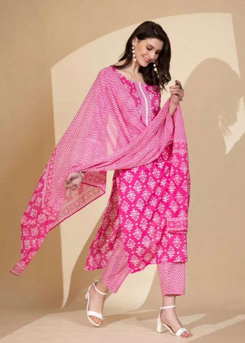 12 Pink Printed Kurta