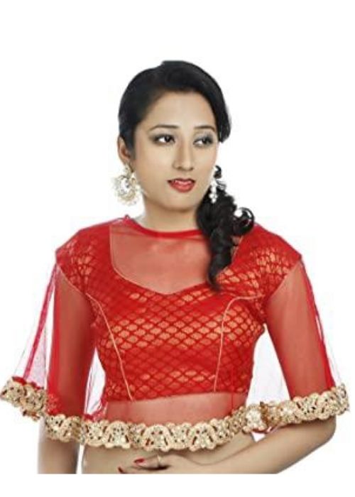 12 Red Net Blouse Design
