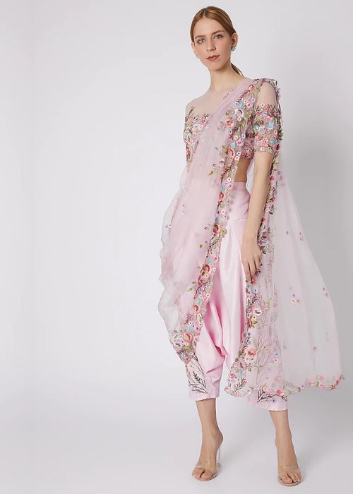13 Blush Pink Saree Style Dress