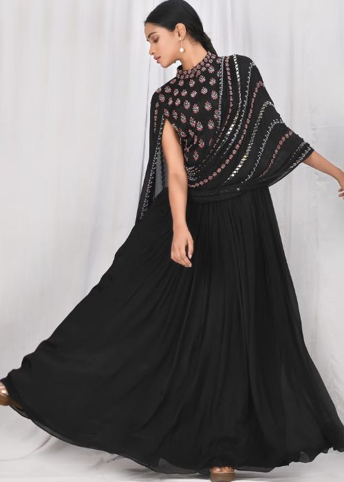 13 Mirror Work Draped Gown