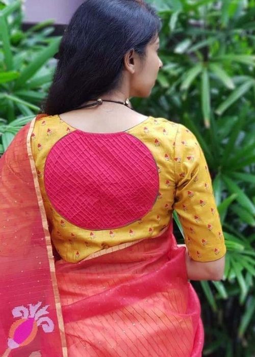 13 Yellow And Pink Patch Work Blouse