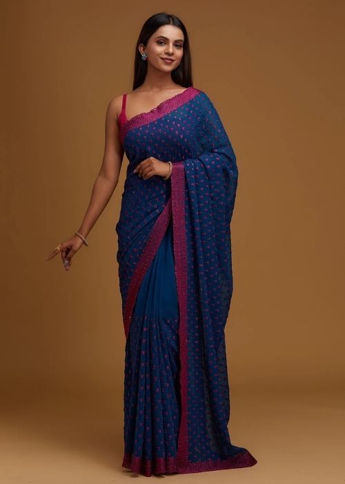 14 Peacock Blue Saree