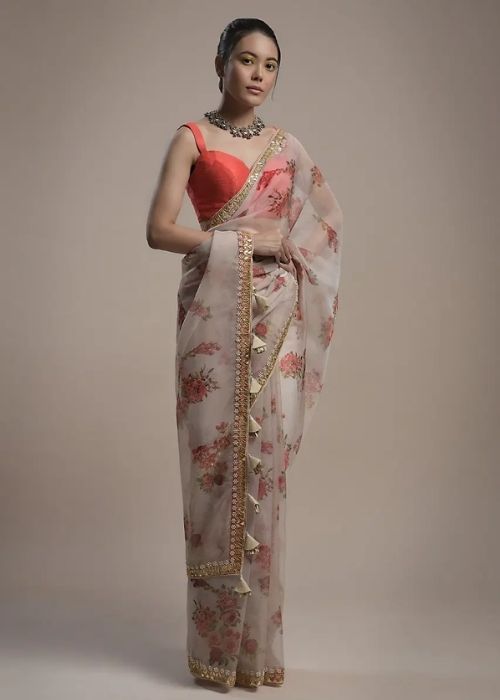 15 Floral Organza Saree15