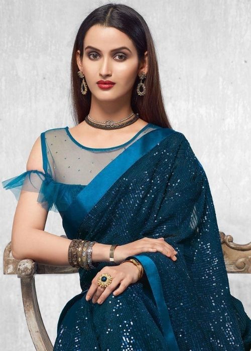 15. Cold Shoulder Net Blouse