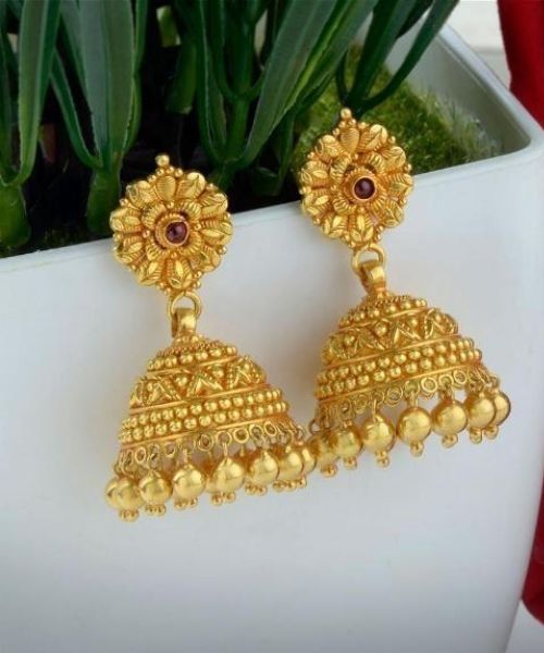 2 Floral Short Gold Jhumka