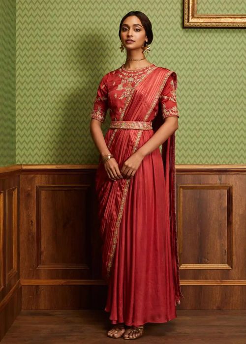 2 Pre Draped Chanderi Saree