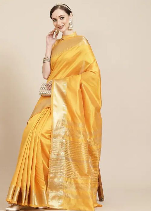 2. Yellow Woven Saree