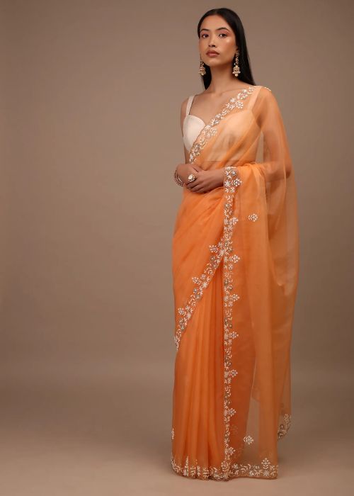 3 Organza Orange Saree