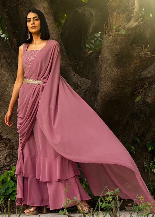3 Pink Saree Skirt