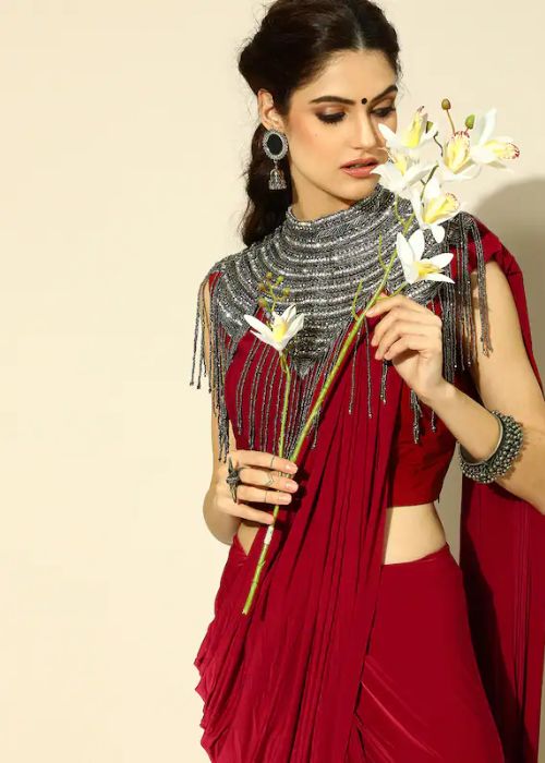 4 Red And Maroon Saree