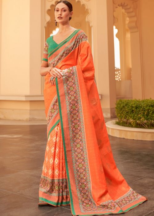 6 Orange Half Saree