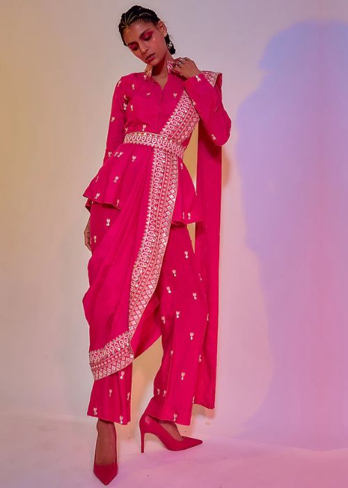 6 Pink Saree Style Dress