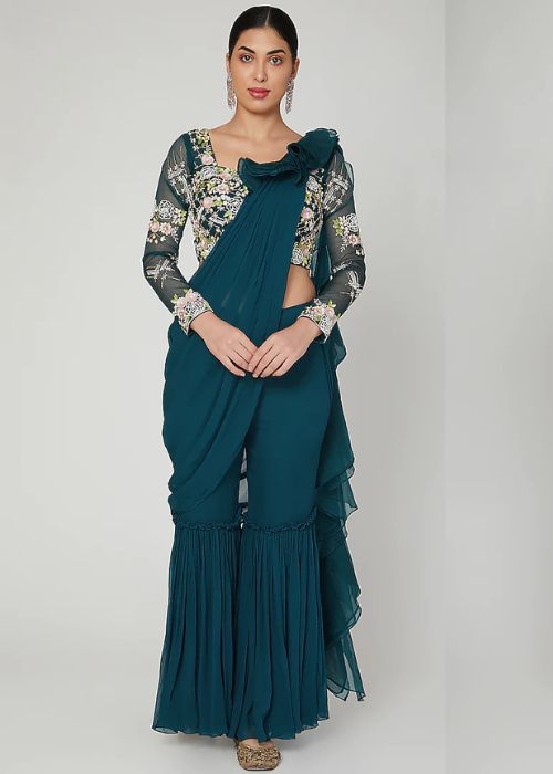 8 Emerald Green Saree Style Dress