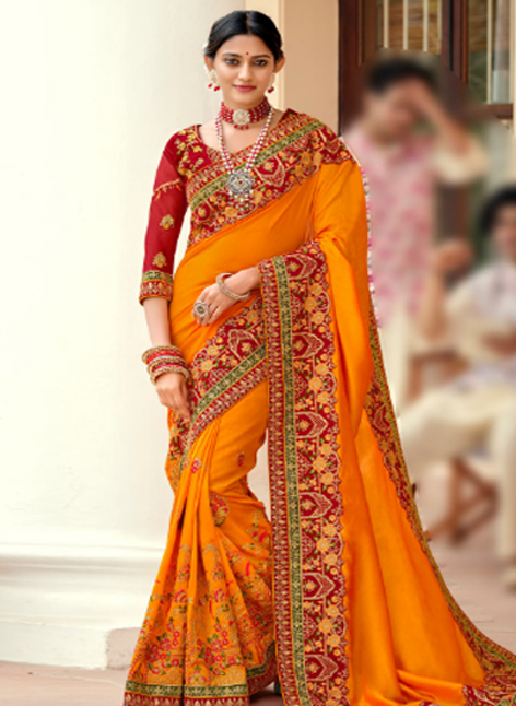 8. Georgette Orange Saree