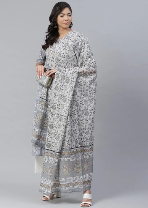 8 Grey Salwar Suit Set