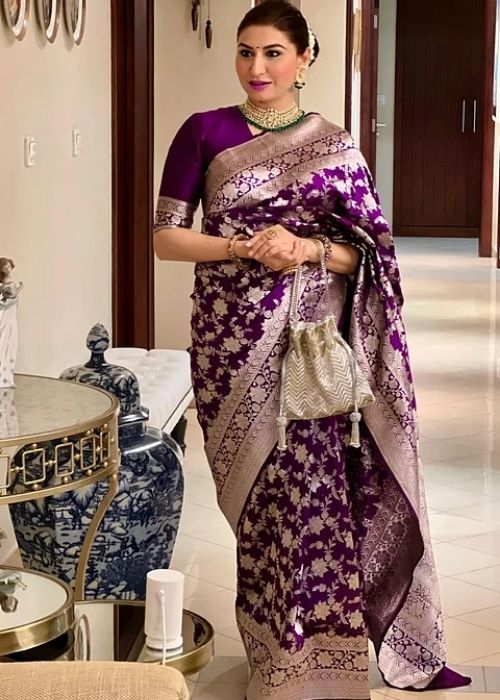 9 Royal Purple Zari Work Saree