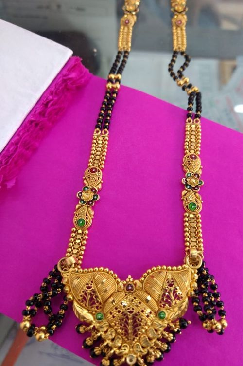 Black Bead Chain Style Gold Mangalsutra