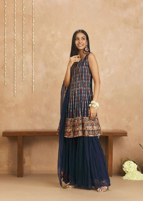 Blue Sharara Set