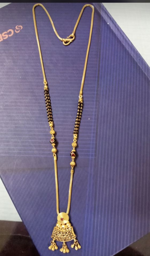 Chain Style Gold Black Bead Mangalsutra