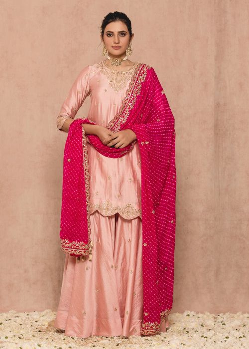 Cotton Silk Sharara Suit