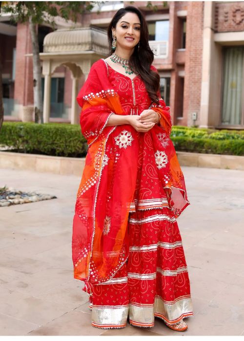  Hibiscus Red Sharara Set