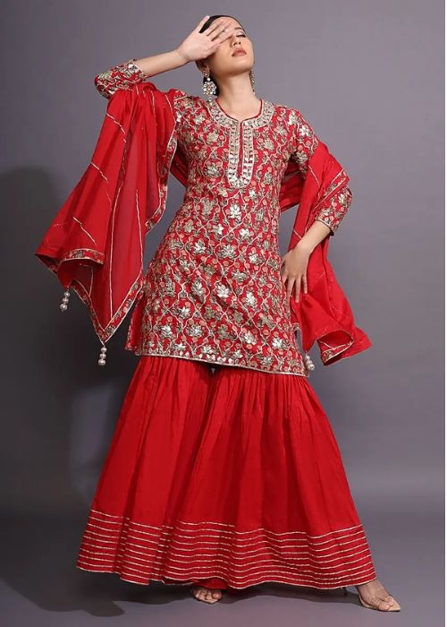  Maroon Sharara Suit