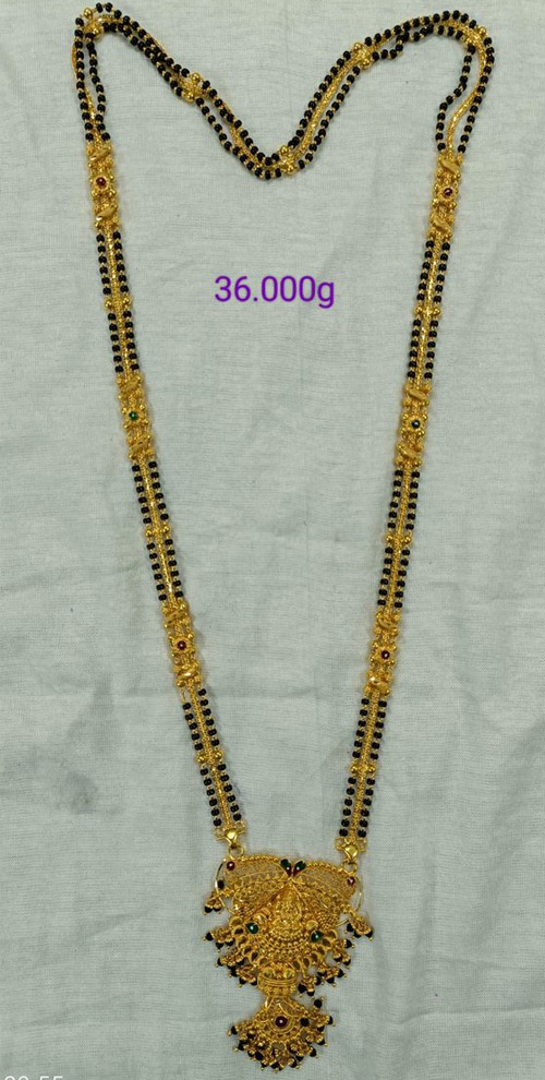 Meenakari Gold Black Bead Mangalsutra