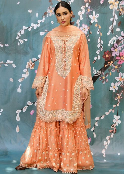  Peach Sharara Suit