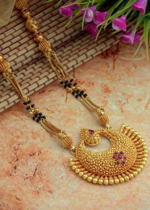 Pink Stone Gold Mangalsutra