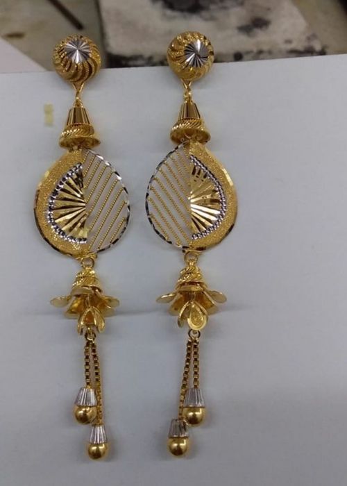 White And Yellow Gold Earrings