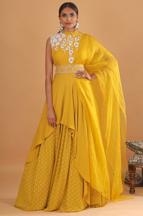 Yellow Indo Western Dress