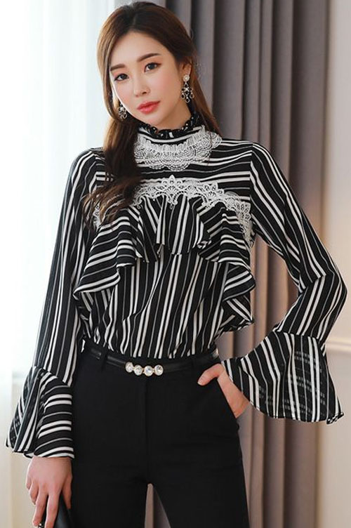 Black And White Striped Top