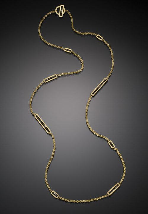 Black Bead Gold Chain